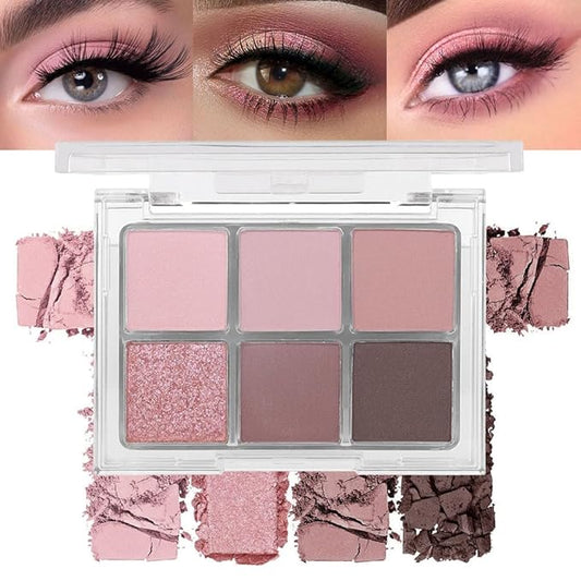 6 Colors Nude Pink Purple Matte Shimmer Eyeshadow