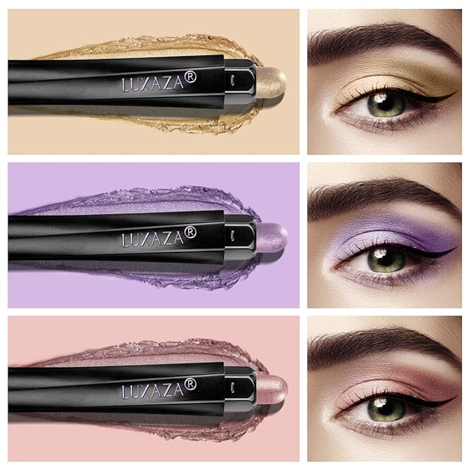 3PCS Cream Eyeshadow Sticks, Neutral Eye Shadow Makeup Pencil Set, Eye Brightener Highlighter, Waterproof & Long Lasting Shadow Stick And Eyeliner