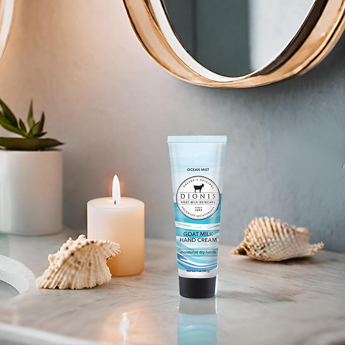 Dionis - Goat Milk Skincare Scented Hand Cream, Travel Size Self Care Moisturizing Lotion For Women, Vitamins & Minerals Hydrate Dry Skin - Cruelty Free, Paraben Free, Ocean Mist, 1oz Set of 6