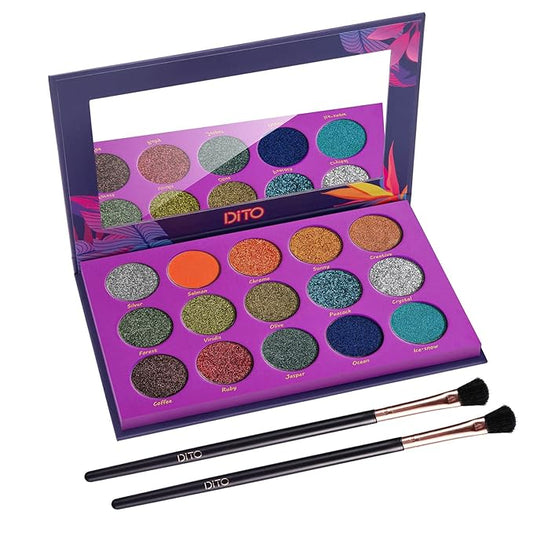 Dito 15 Color Jungle Eyeshadow Palette With 2Pcs