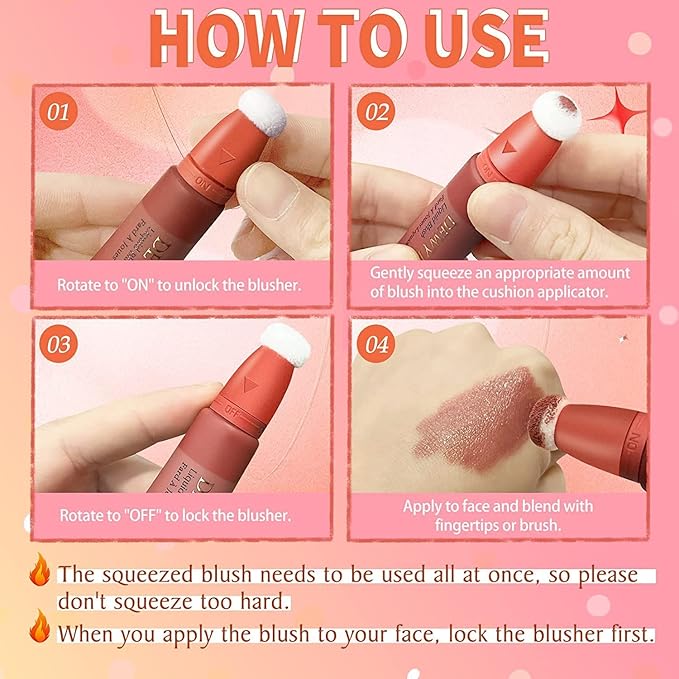 Liquid Blush Makeup Stick, Air Cushion Blush Beauty Effect (103Rosa)