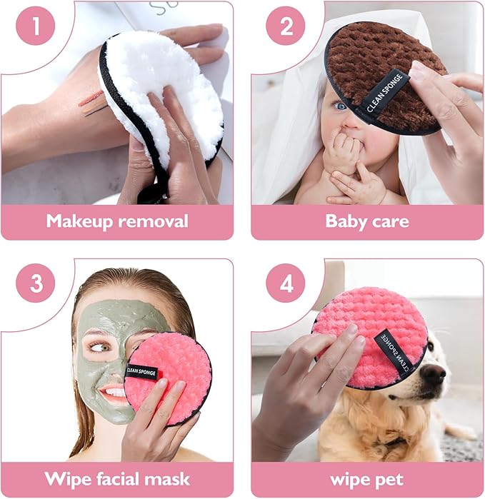 4pcs makeup remover, reusable super