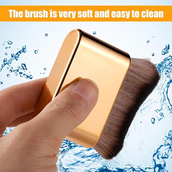 2pcs Self Tanning Brushes, Soft Bristles Body Makeup Brush Liquid Foundation Self Tan Blending Brush Tanning Brush Applicator for Face Body (Gold)