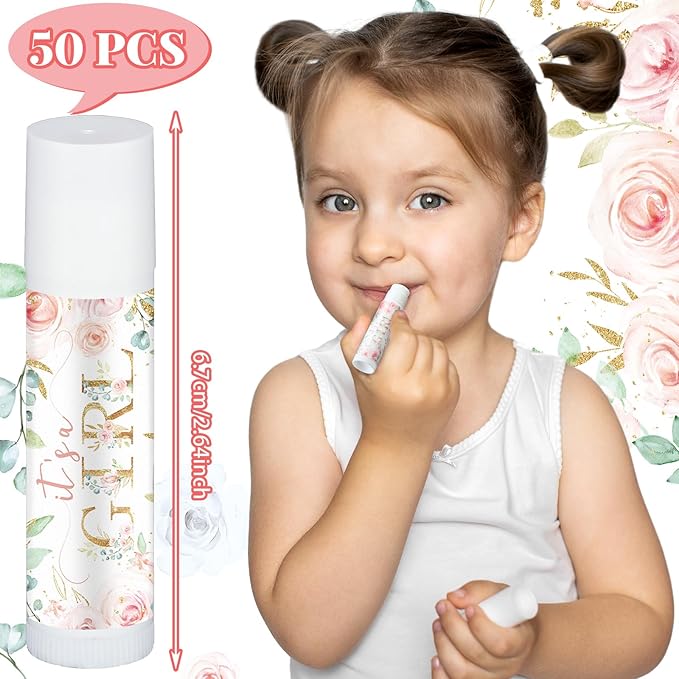 50 Pack Floral Baby Shower Lip Gifts