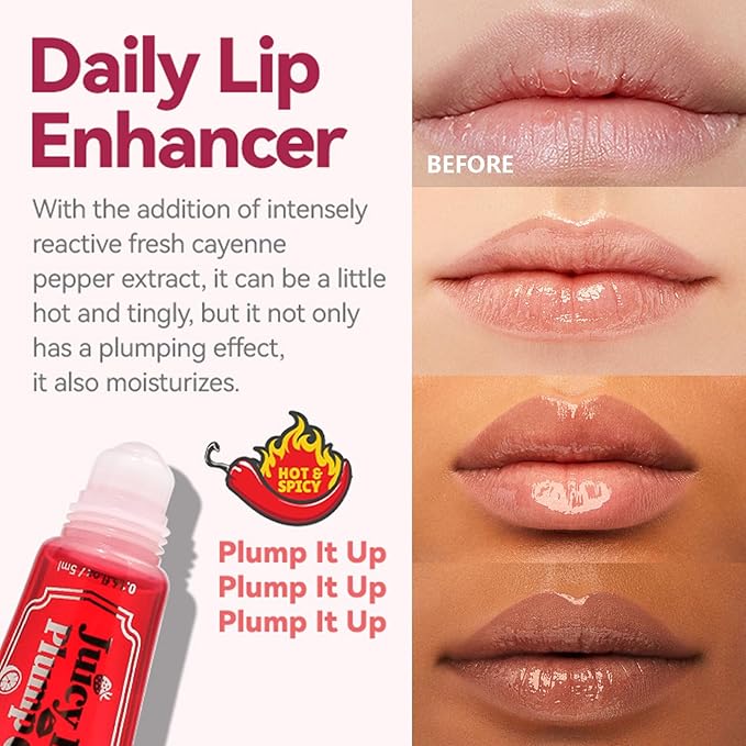 3Pcs Lip Plumper Gloss Set, Roll Plumping