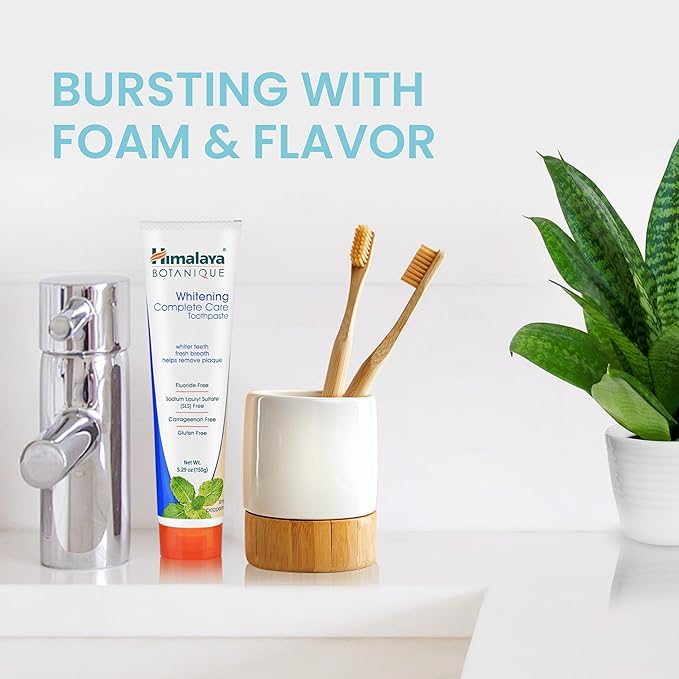 Himalaya Botanique Complete Care Whitening Toothpaste, Simply Peppermint, for a Clean Mouth, Whiter Teeth and Fresh Breath, 5.29 oz