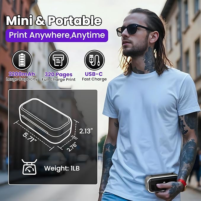 Phomemo TP31 Tattoo Stencil Printer, Mini Tattoo Printer with 30pcs Transfer Paper,Bluetooth Tattoo Machines Printers for Tattoo Beginners & Artists, Compatible with Tablet,Smartphone