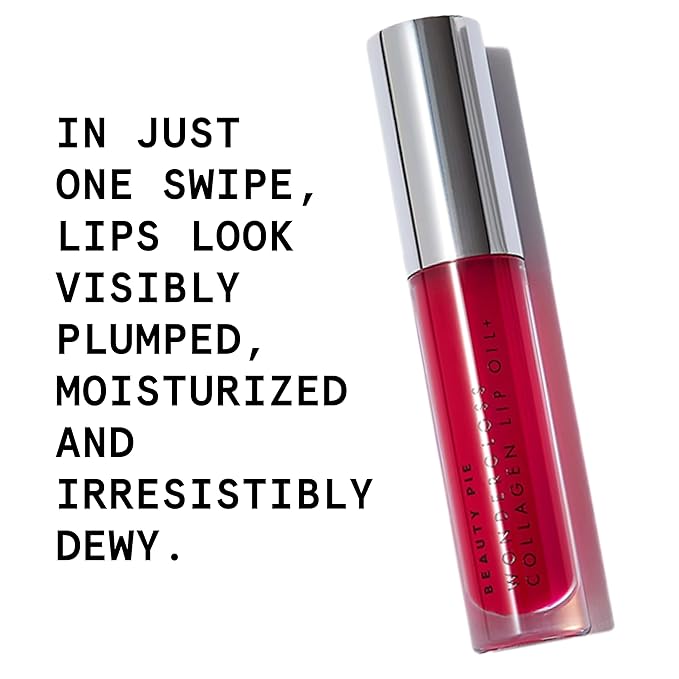 Beauty Pie Wondergloss Collagen Lip Oil + (Cherryo) – Hydrating, Plumping, Non-Sticky Gloss with Collagen AC Micro-Vectors & Cherry Oils
