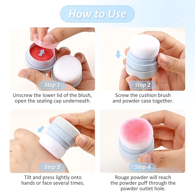 Boobeen Powder Blush for Cheeks, Air Cushion Matte