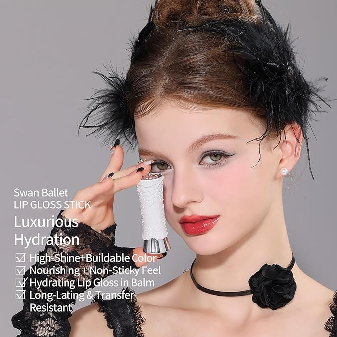 Flower Knows Violet Strawberry Rococo Glitter Lip Gloss G02 Rasberry Booze+Swan Ballet Shine Solid Lip Gloss Stick B07 Ballet Dream