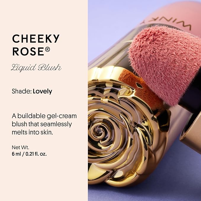 Winky Lux Cheeky Rose Liquid Blush, Gel-Cream Blush with Buildable Color, Lightweight Velvet Finish for Long Lasting Color, Cool Pink, Lovely