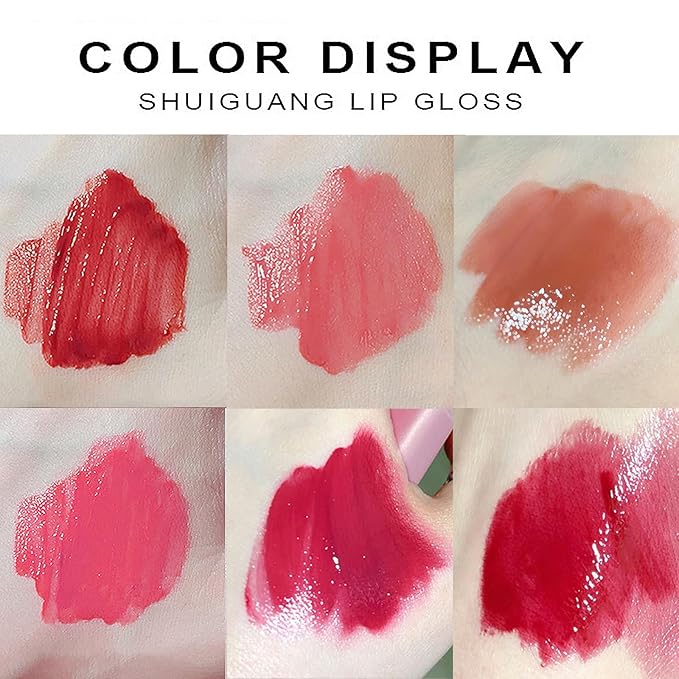 6Pcs Juicy Lasting Tint Lip Gloss Set, Vivid Color, Glossy Finish, Long-lasting Moisturizing Glaze Tint Highly-Pigmented, Clear & Natural Makeup Lip Tint for Daily