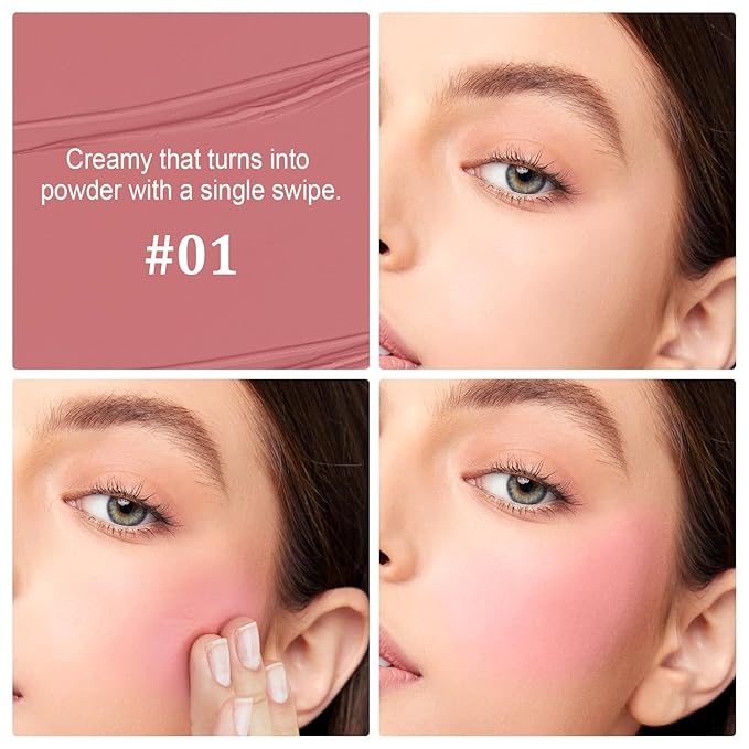 Boobeen Cream Blush for Cheeks, Matte Liquid Cream Natural Glowing
