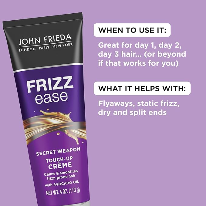 John Frieda Frizz Ease Secret Weapon Touch-Up Crème, Smoothing Cream for Flyaways, Frizz-Free & Split Ends, Infused with Avocado Oil to Seal in Moisture and Eliminate Flyaways, 1 Oz, Pack of 24