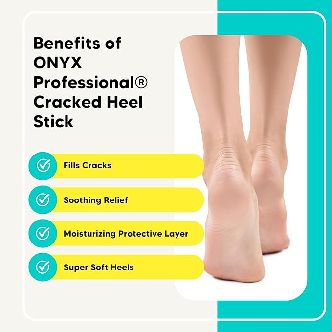 Onyx Professional Cracked Heel Repair Balm Stick for Dry Cracked Feet Treatment, Coconut Scent, 1 pack - Moisturizing Foot Balm, Rolls On, No Mess Like Foot Cream or Foot Lotion, Heel Treatment