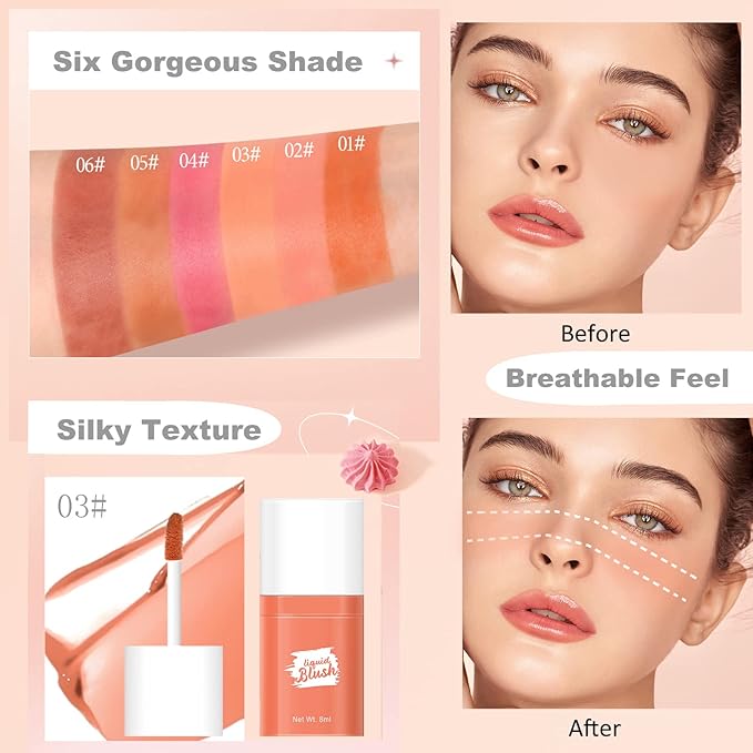 Soft Cream Blush Makeup, Liquid Blush for Cheeks, Oz (03#)