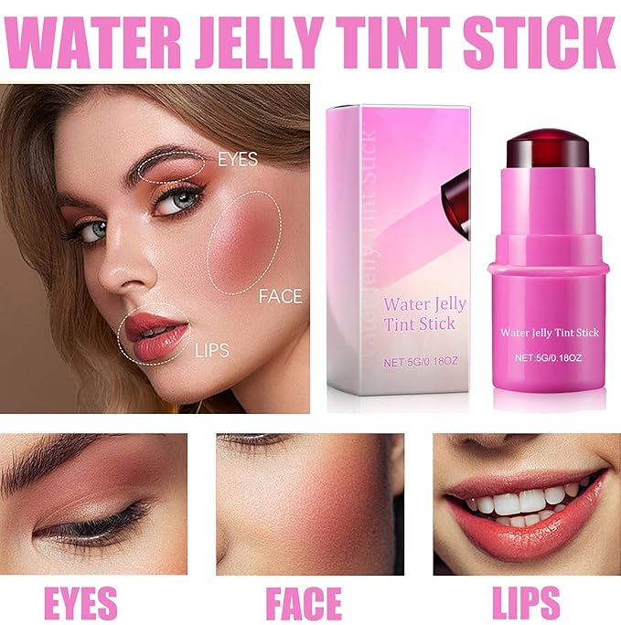 Milk Cooling Water Jelly Tint, Jelly Blush Stick Makeup Jelly Tint, Milk Jelly Blush, Cruelty Free, Blush Stick for Cheeks and Lips