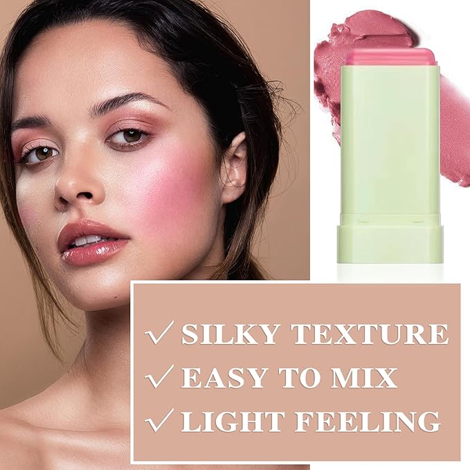 Cream Blush Stick with Brush,Waterproof Multi Cream Blush Skin A