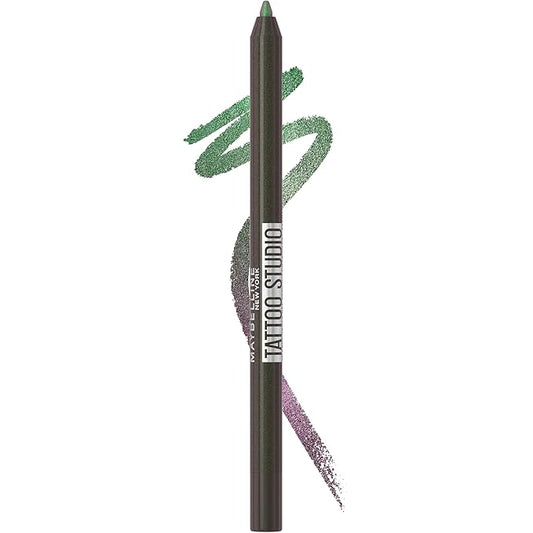 MAYBELLINE Tattoo Studio Long-Lasting Sharpenable Eyeliner Pencil, Glide on Smooth Gel Pigments with 36 Hour Wear, Waterproof, Aurora Flip, 1 Count