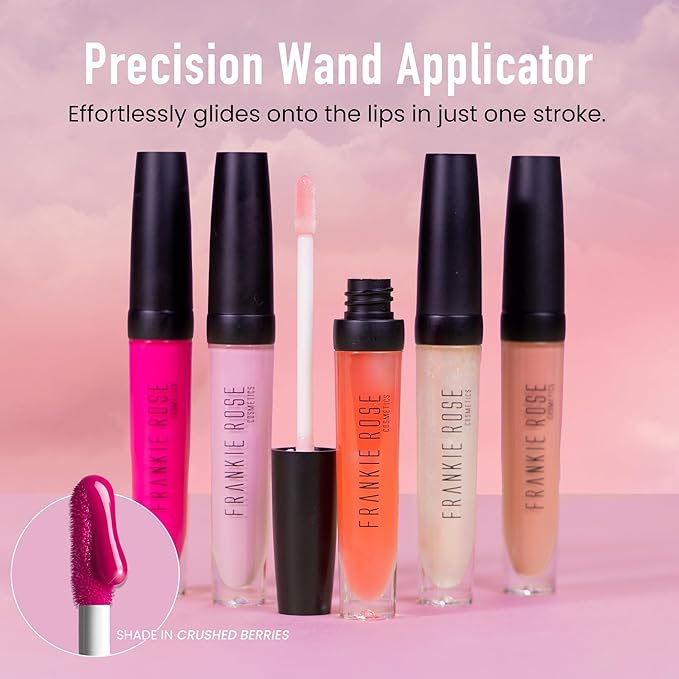 Frankie Rose Cosmetics Lip Gloss | Non-Sticky Formula, Long Lasting Lip Gloss, Bold Pigment & Hydrating Lip Gloss, Tangerine Shimmer Lip Gloss, 20g