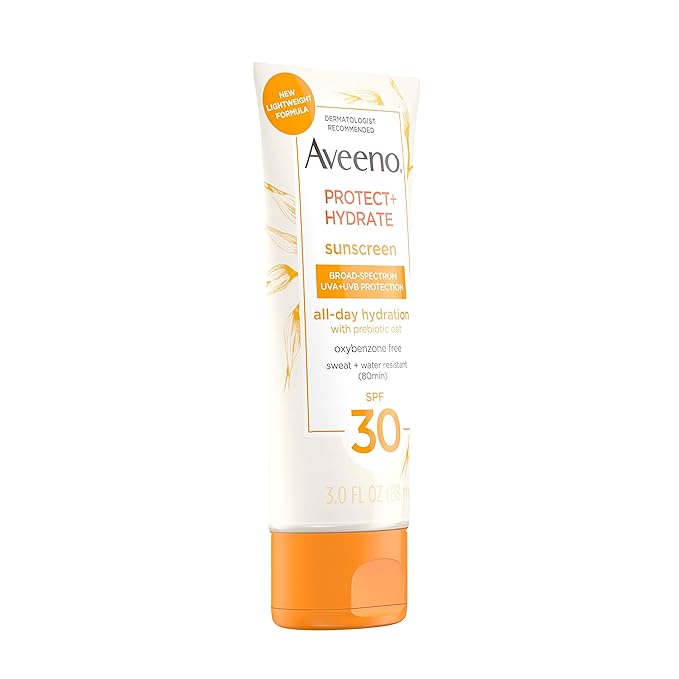Aveeno Protect + Hydrate Moisturizing Body Sunscreen Lotion With Broad Spectrum Spf 30 & Prebiotic Oat, Weightless & Refreshing Feel, Paraben-free, Oil-free, Oxybenzone-free, 3.0 ounces