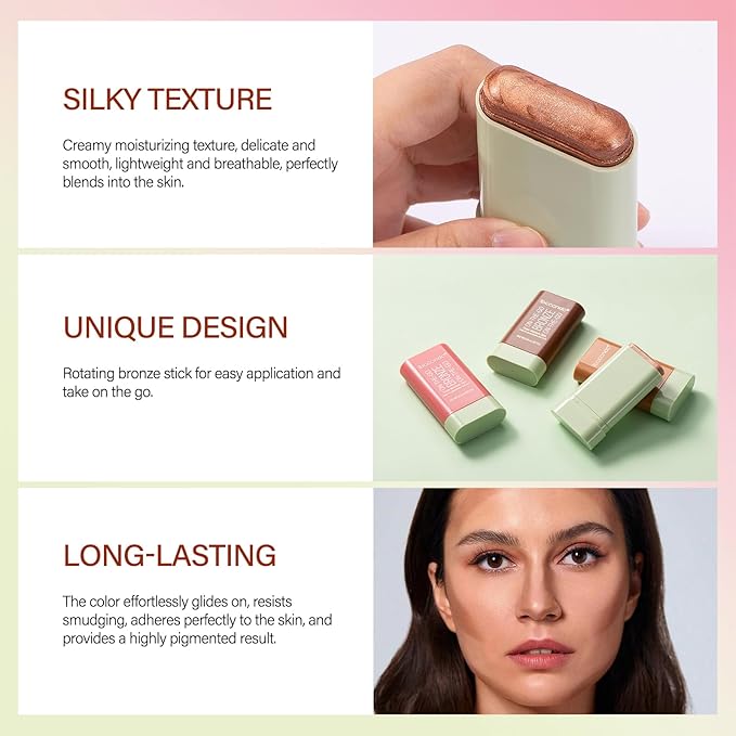 Cream Bronzer Stick,Contour Stick Facial Contouring Stick,Long Lasting