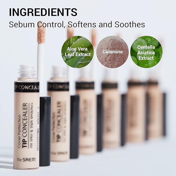 THE SAEM Cover Perfection Tip Concealer, Liquid Multi-Use Ice Beige) 0.2 fl.oz