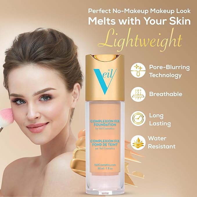 Veil Cosmetics Complexion Fix Liquid Foundation – Buildable Porcelain Pink)