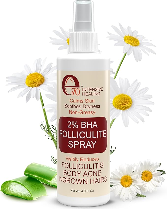 2% BHA Folliculitis Body Oil Spray - Salicylic Acid Body Mist with Tea Tree Oil & Aloe Vera - Spray Moisturizer for Dry Skin, Clogged Pores & Irritation, 4 fl. oz