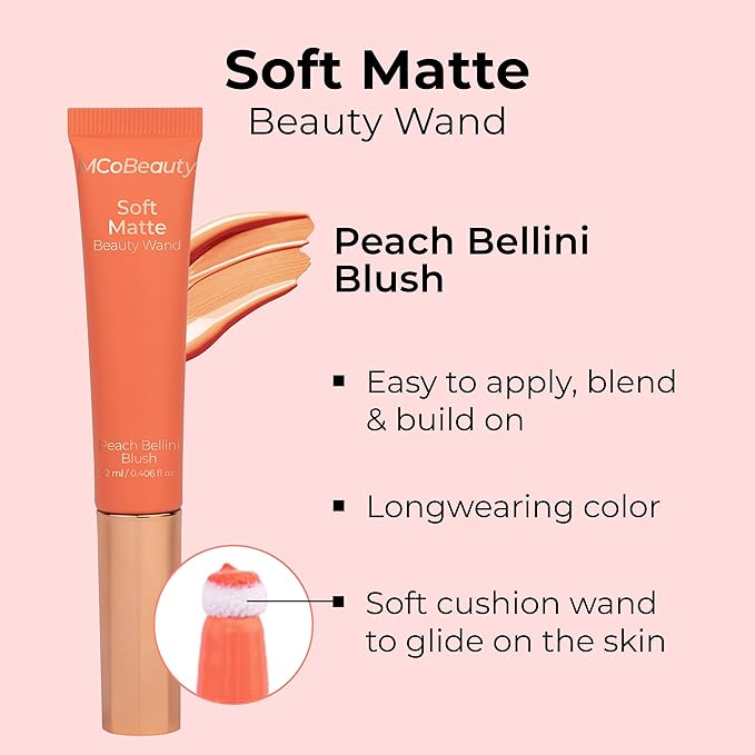 MCoBeauty Soft Matte Beauty Wand, Peach Bellini Blush,