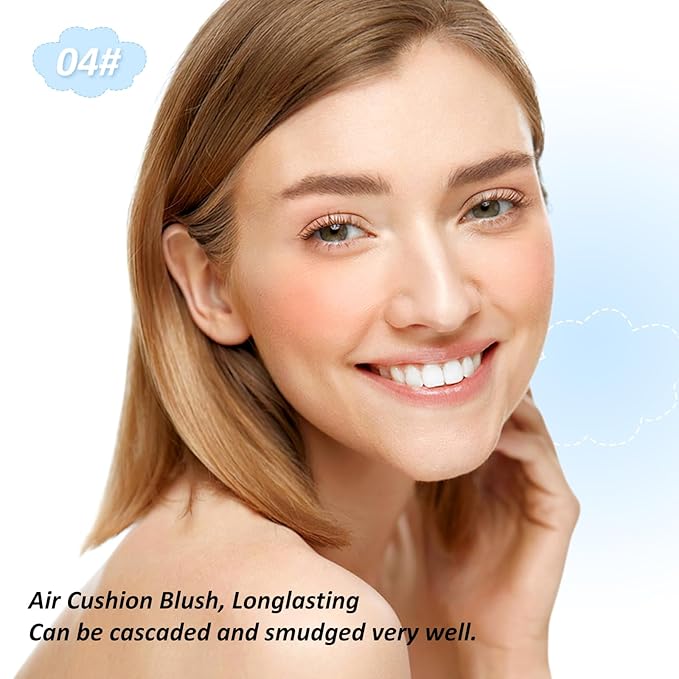 Boobeen Powder Blush for Cheeks, Air Cushion Matte