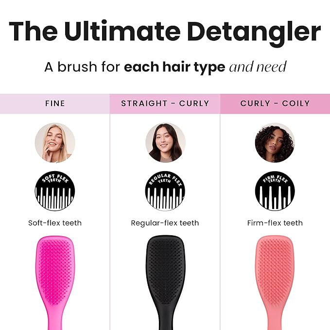 Tangle Teezer Ultimate Detangler Curly Hair Brush, Dry & Wet Hairbrush, Reduces Frizz & Breakage, for 3C to 4C Curly Hair Types, Coral Pink