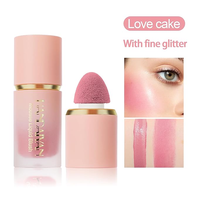 AKARY Mousse Liquid Blush, Soft Cream Makeup Blush, Tint(01#Love Cake)