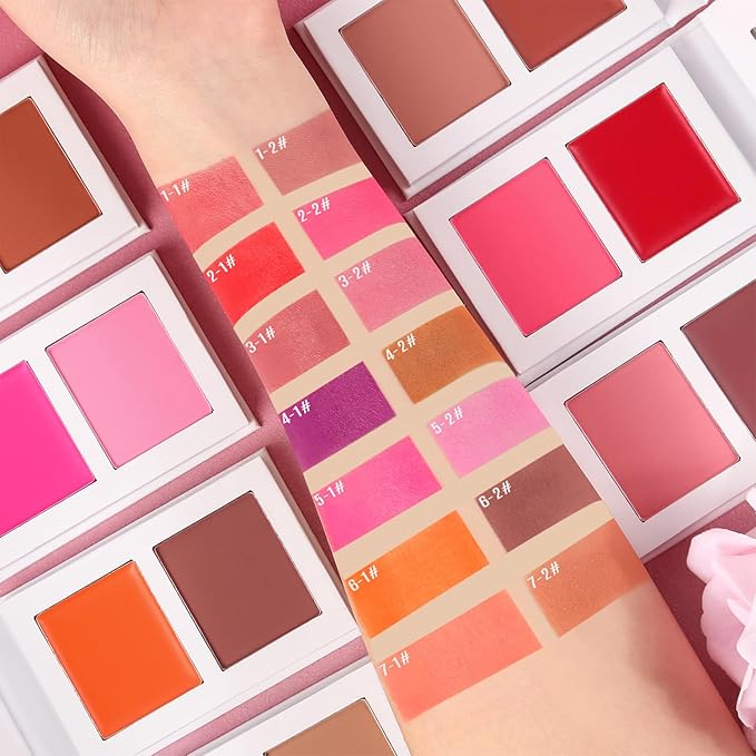 Purple Blush for Cheeks, Highly Pigmented Cream Blush Look Vegan(04#)