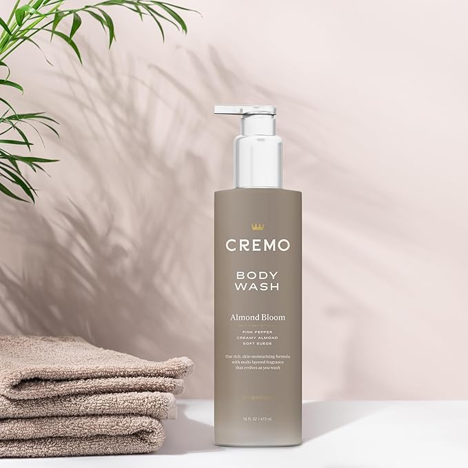 Cremo Skin Moisturizing Almond Bloom Women's Body Wash, Notes of Spicy Pink Pepper, Creamy Almond, and Soft Suede, 16 Fl Oz