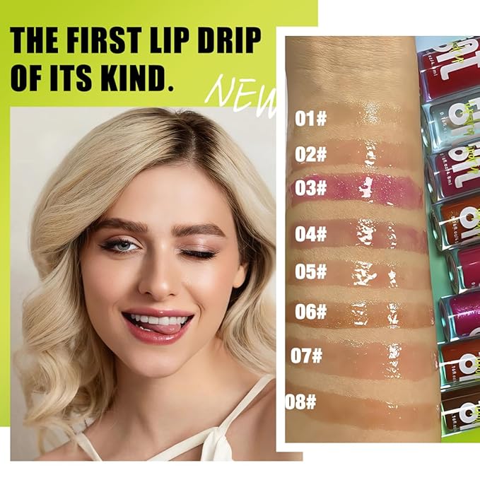 8 Colors Lip Oil Lip Glaze, Hydrating Lip