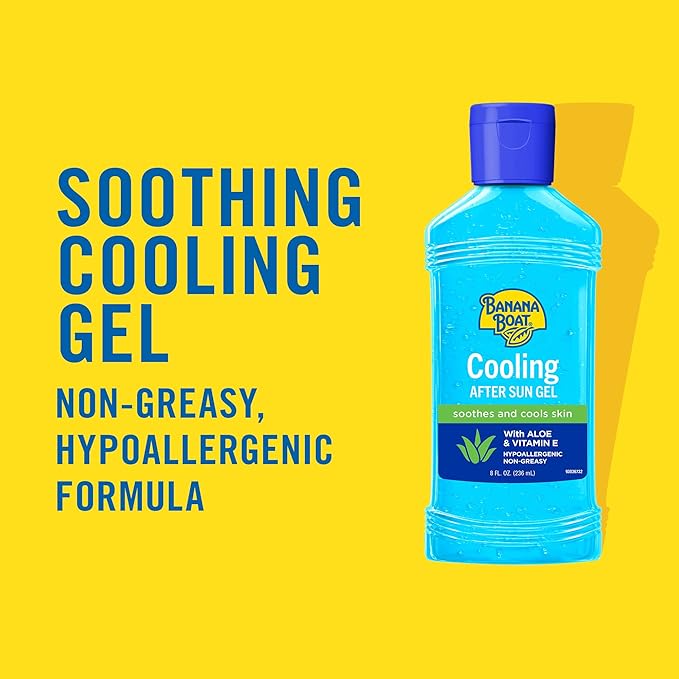 Banana Boat Cooling After Sun Gel, 8oz | Aloe Vera and Vitamin E Gel, After Sun Care Cooling Gel, Aloe Vera Gel for Sunburn Relief, 8oz