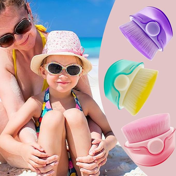 3 Pack Sunscreen Brush Applicator for Kids, Baby Sunblock Applicator with Protective Case, Sunscreen Applicator for kids, Adults, Child-Safe for Face and Body (3 pcs)