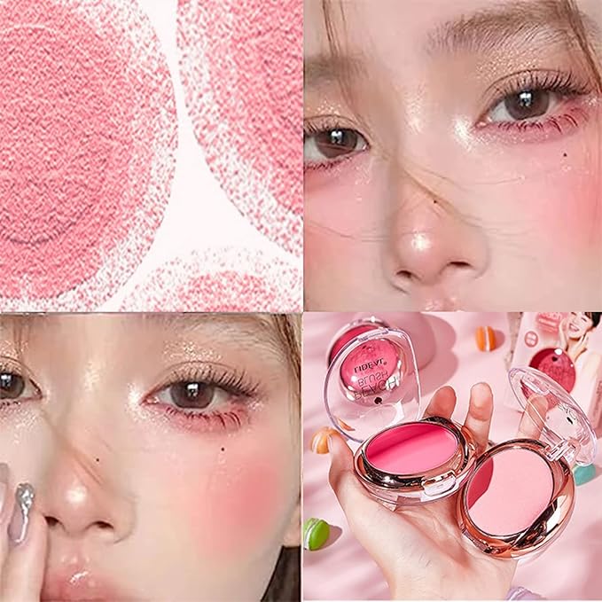 Peach Matte Face Powder Blush Palette, Shimmer Face