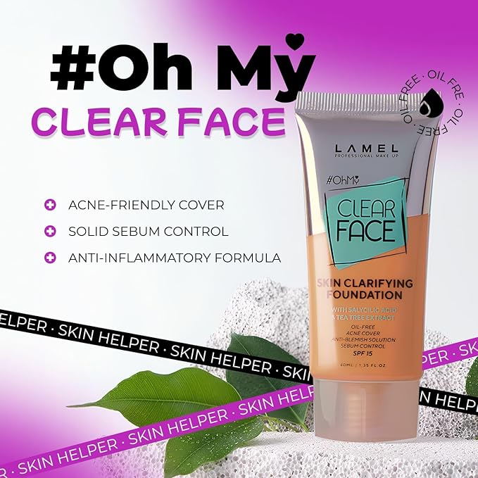 Lamel- Oh my Clear Face Foundation- SPF15-408 Golden 40ml
