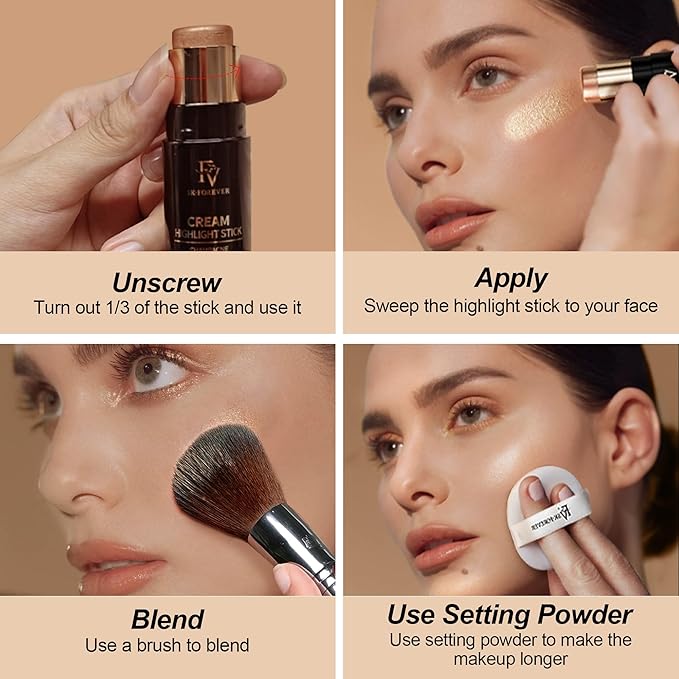 FV Cream Highlighter Stick, Blendable & Long Lasting 03 Champagne