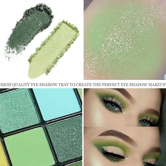 16 Colors Green Olive Matte Shimmer Eyeshadow Palette