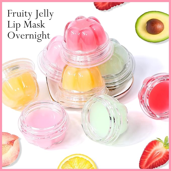 2Pc Jelly Lip Mask Overnight,Fruity Strawberry Collagen-Strawberry