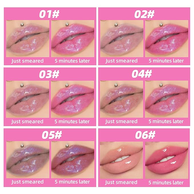 Magic Color Changing Moisturizing Lip Glow Oil Plumping Glimmer Glow Lipstick, Hydrating Lip Gloss Lip Care, Long Lasting Non-sticky Fresh Texture Lip Oil (Color Changing 02)