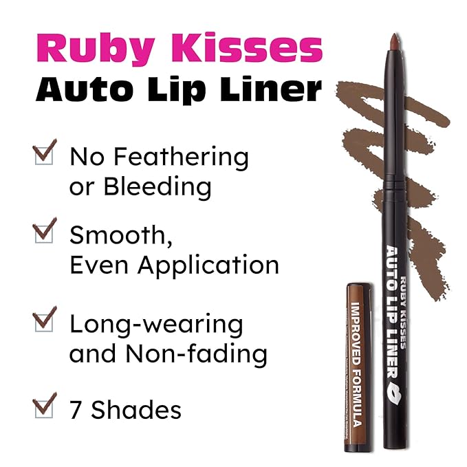 Ruby Kisses Auto Lip Liner Pencil, Long Lasting, Lip