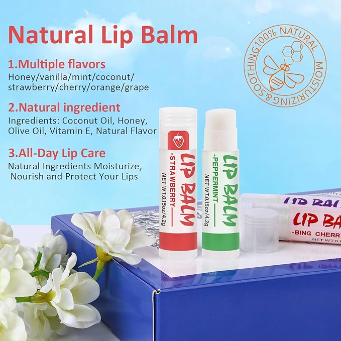 64 Pack Lip Balm, Natural Lip