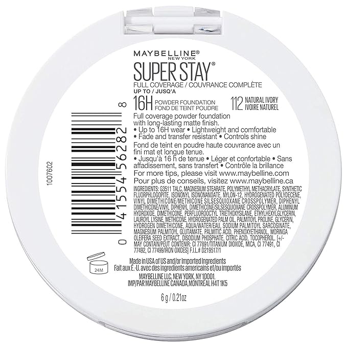 Maybelline Super Stay Full Coverage Powder Foundation Makeup, 1 Count