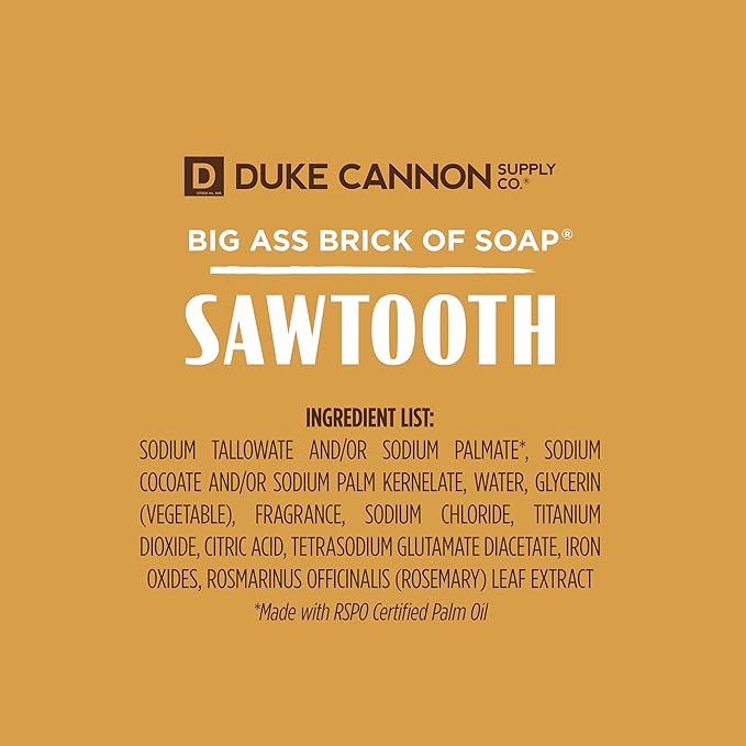 Duke Cannon Big Brick of Soap for Men - Sawtooth, Alpine Air and Cedarwood Scent, 10 oz (Pack of 3)