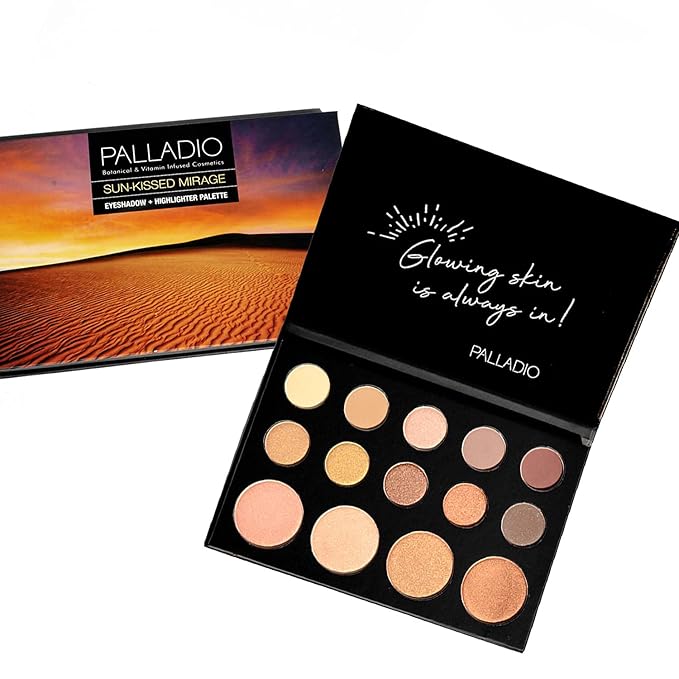 Palladio Sun-Kissed Mirage Eyeshadow Highlighter Palette, Warm Flawless