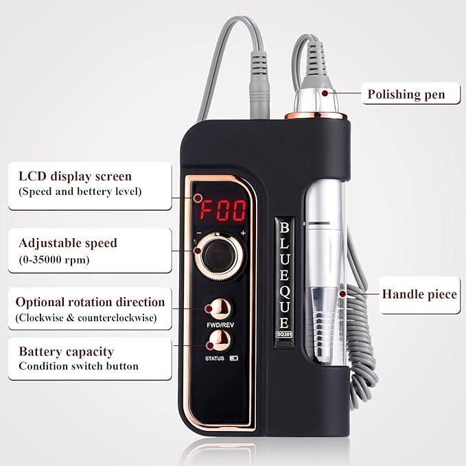 Rechargeable 35000rpm electric nail drill